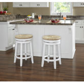 Morgan 18" Tall Round Counter Stool in White with Seagrass Seat